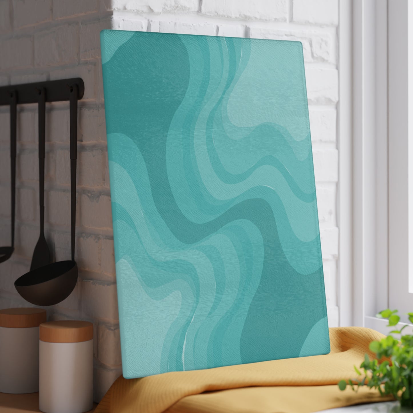 Tif Green Wavey Glass Cutting Board, 11" x 15"