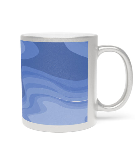 Deep Blue Wavey 11 oz Metallic Mug (Silver\Gold)
