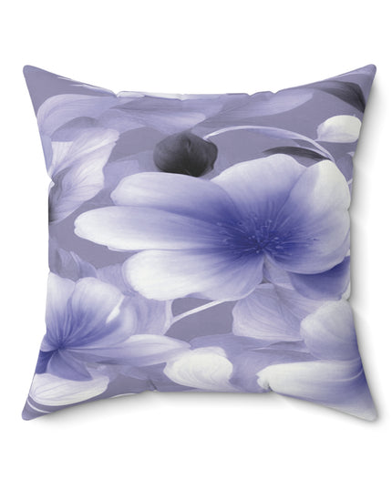 Indigo Blossom Floral Bunch Faux Suede Square Pillow, 20" x 20"