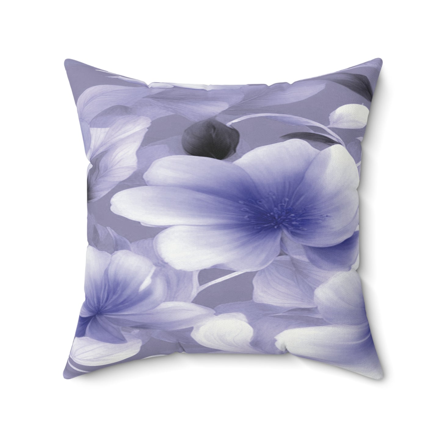 Indigo Blossom Floral Bunch Faux Suede Square Pillow, 20" x 20"