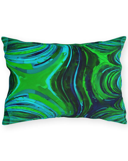 Uzi Spiral Blue Green 20" x 14" Outdoor Pillow