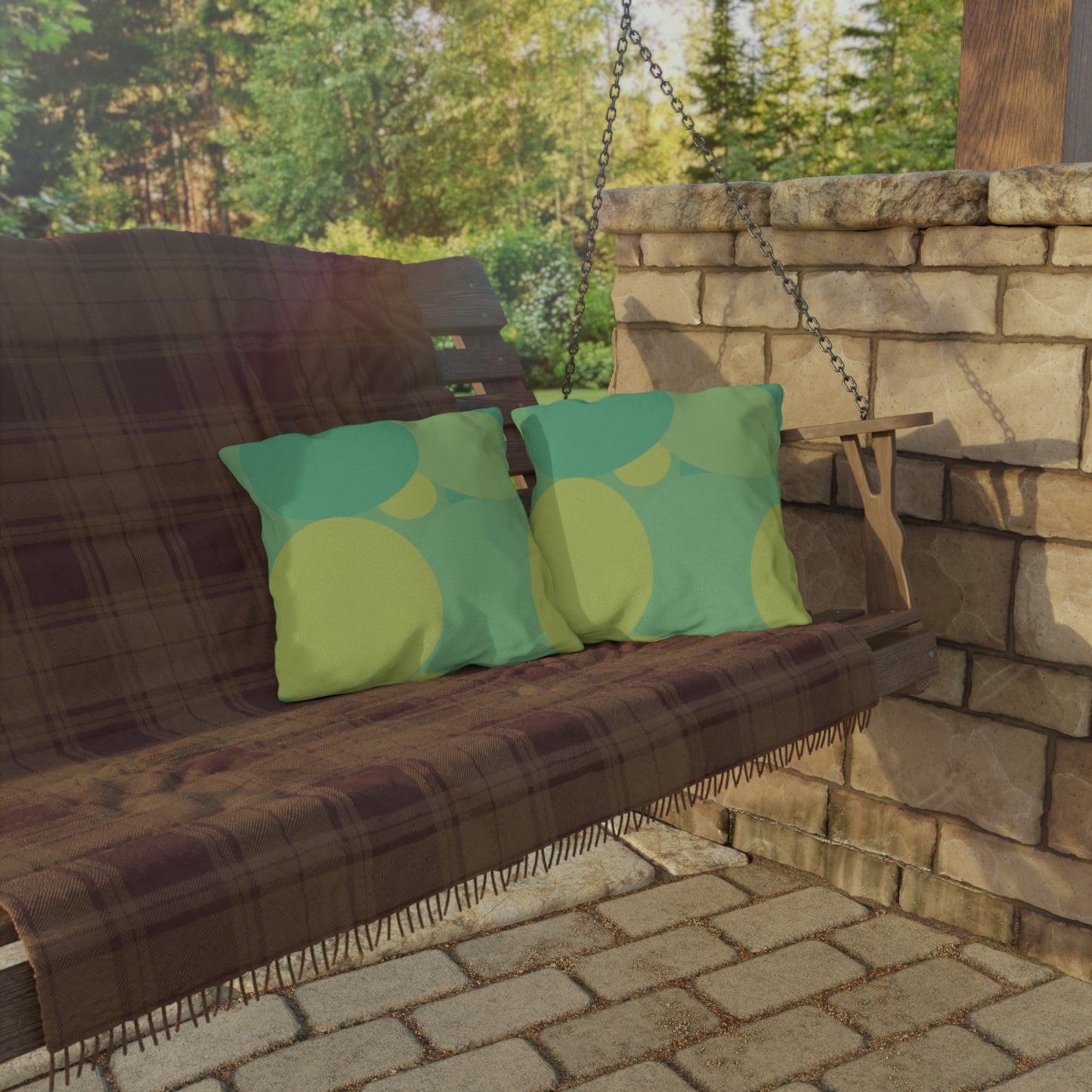 Pastel Green Patches 16" x 16" Outdoor Pillow