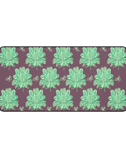Mint Green Floral Butterflies 16" x 32" Desk Mat