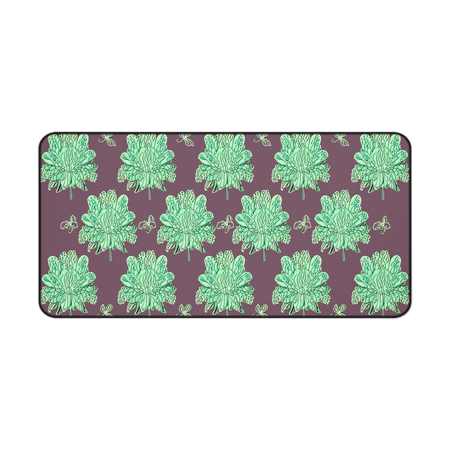 Mint Green Floral Butterflies 16" x 32" Desk Mat