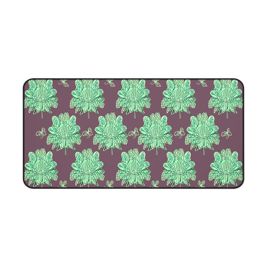 Mint Green Floral Butterflies 16" x 32" Desk Mat