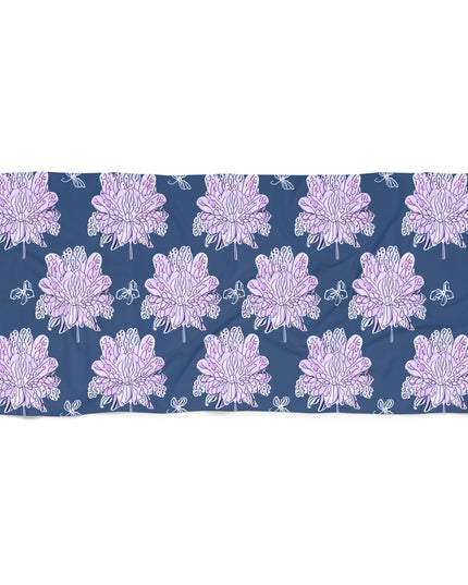 Purple White Floral Butterflies 30" x 60" Beach Towel