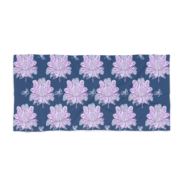 Purple White Floral Butterflies 30" x 60" Beach Towel