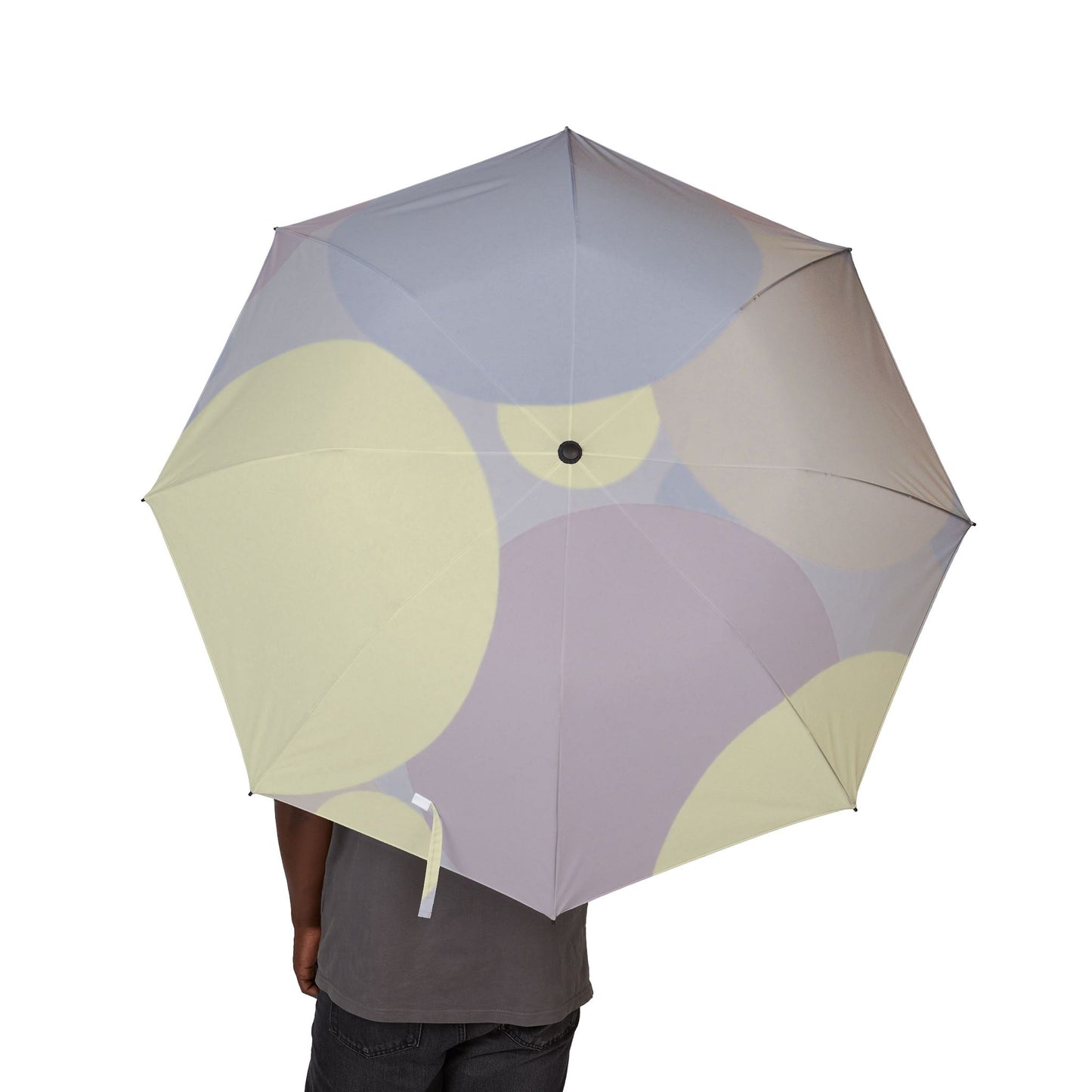 Pastel Soft Blue and Soft White Patches Foldable Umbrella - Compact & Chic