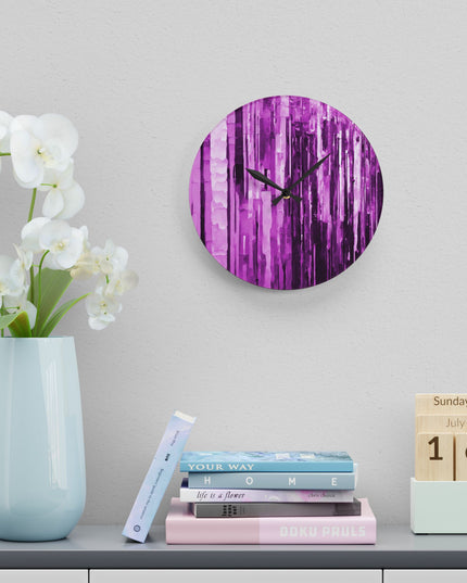 Striped Powder Lavender Acrylic Wall Clock, Round or Square, 10.75" x 10.75"