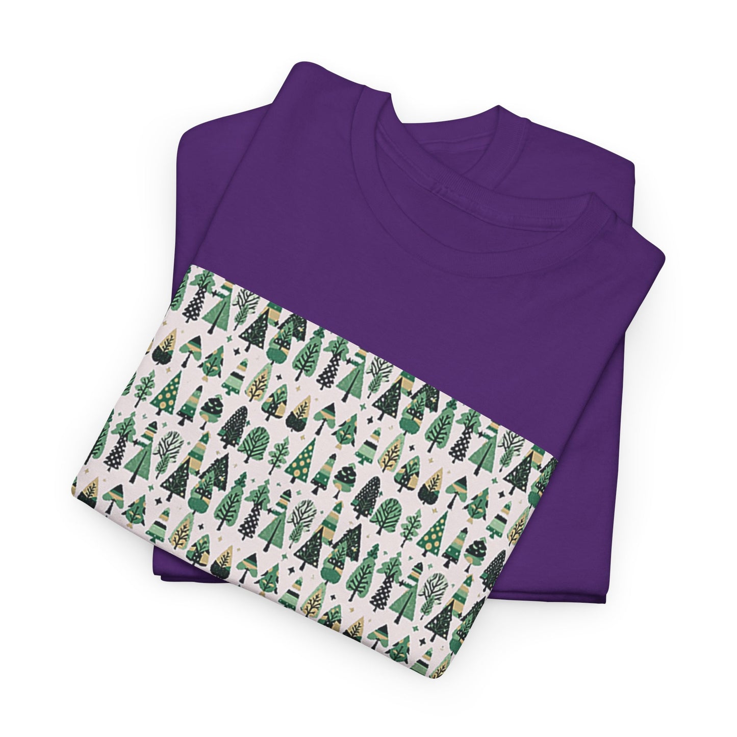 Mini Vintage Green Trees Unisex Heavy Cotton Tee, Medium