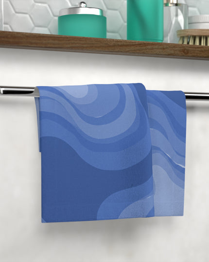 Deep Blue Wavey 13" x 13" Face Towel