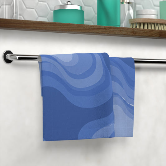 Deep Blue Wavey 13" x 13" Face Towel