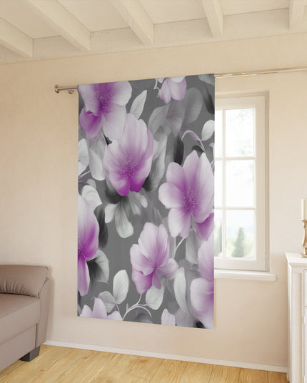 Purple Blossom Floral Bunch Window Curtain, 50" x  84", blackout