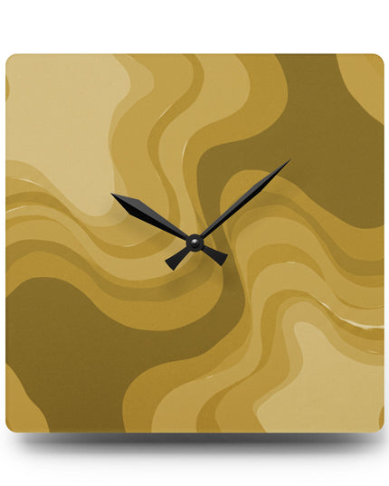 Brown Wavey 10.75" x 10.75" Round or Square Acrylic Wall Clock