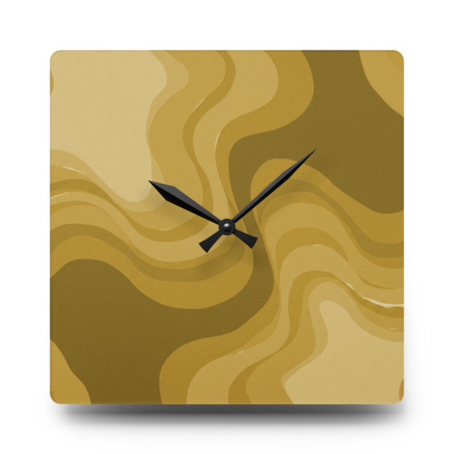 Brown Wavey 10.75" x 10.75" Round or Square Acrylic Wall Clock