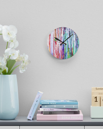 Striped Pastels Acrylic Round Wall Clock, 8" x 8"