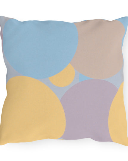 Pastel Baby Blue and Peach Patches 16" x 16" Outdoor Pillows