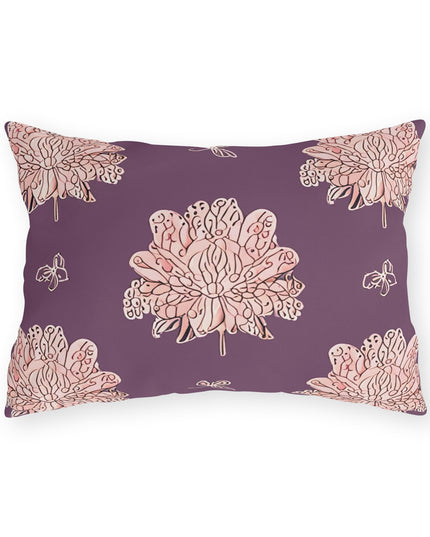 Pink Floral Butterflies 20" x 14" Outdoor Pillow