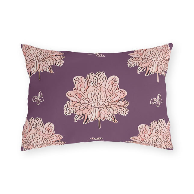 Pink Floral Butterflies 20" x 14" Outdoor Pillow