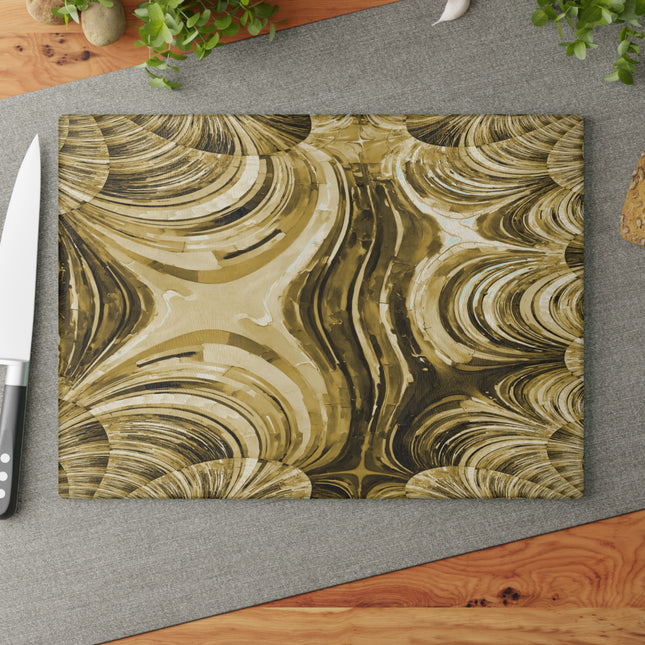 Uzi Spiral Light Brown 11" x 15" Glass Cutting Board