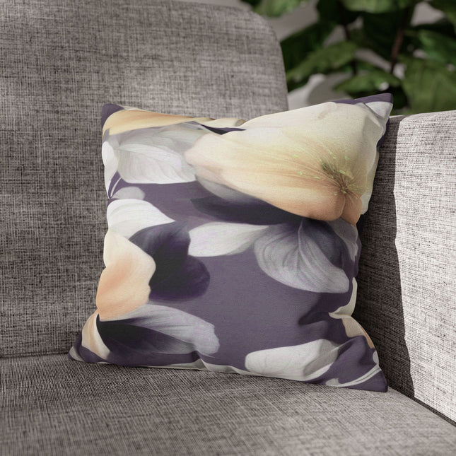 White Blush Floral Bunch Spun Polyester Square Pillowcase, 14" x 14"