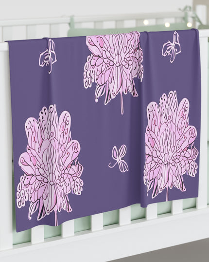 Magenta Floral Butterflies Baby Swaddle 30″×40″ Blanket
