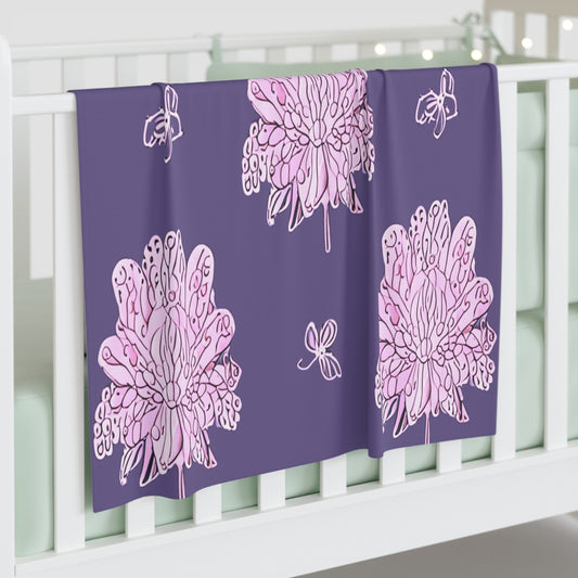 Magenta Floral Butterflies Baby Swaddle 30″×40″ Blanket