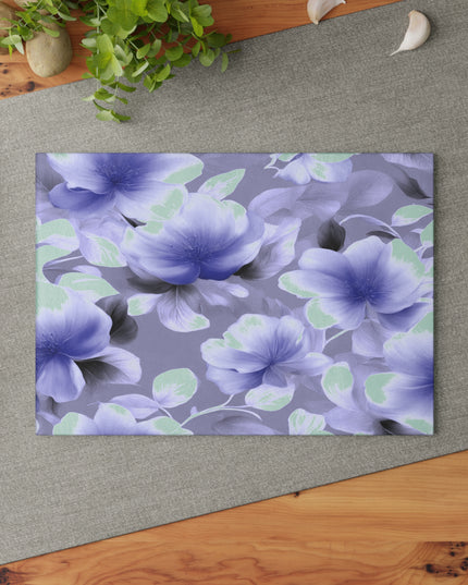 Indigo Blossom Floral Bunch Glass Cutting Board, 8" x 11"