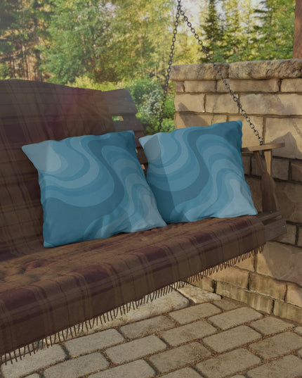 Sky Blue Wavey 18" x 18" Outdoor Pillow