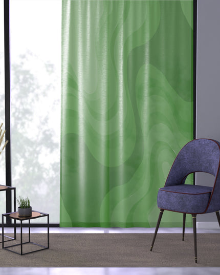 Greenie Meanie Wavey Sheer Window Curtain, 50" x 84", partially transparent