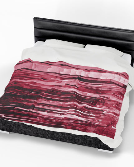 Striped Ruby Velveteen Plush Blanket, 60" x 80"