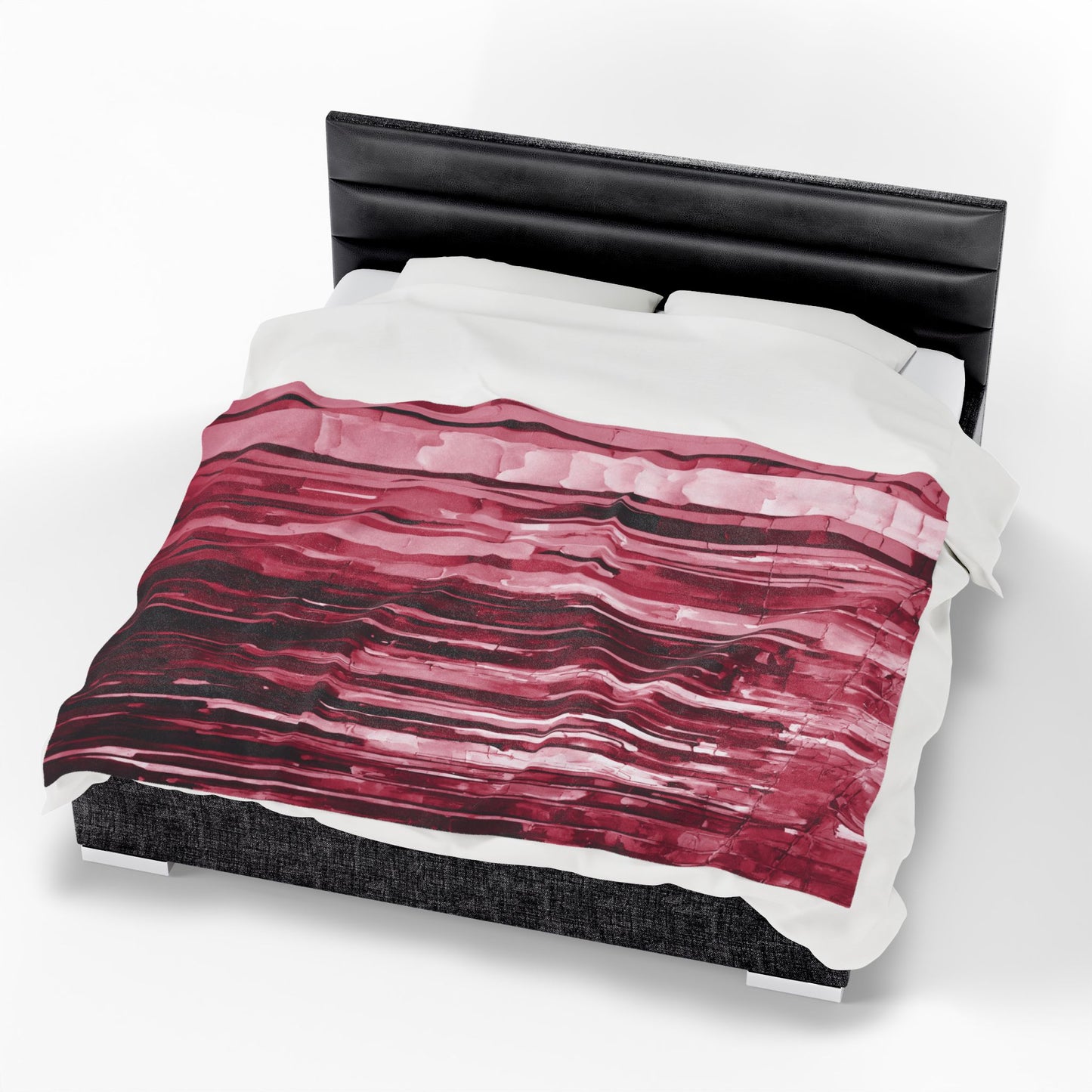 Striped Ruby Velveteen Plush Blanket, 60" x 80"