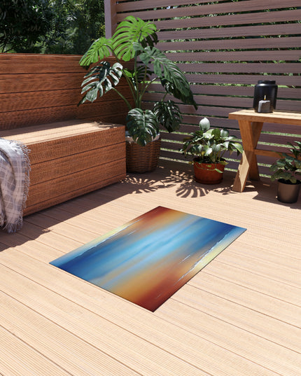 Blue Sea Red Orange Fog Outdoor Rug, 24" x 36"