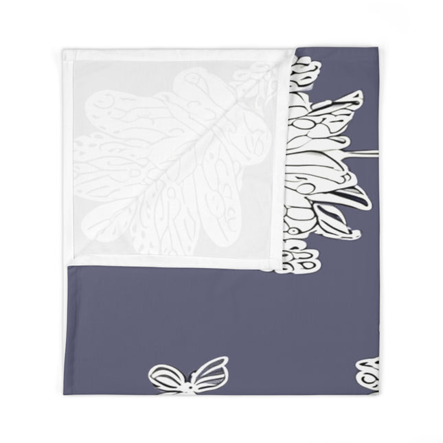 White Floral Butterflies Baby Swaddle 30″×40″ Blanket