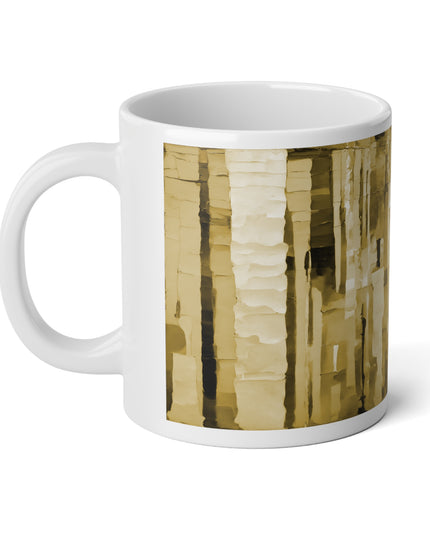 Striped Light Brown 20 oz White Glossy Jumbo Mug