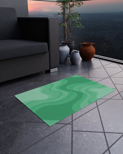 Mint Green Wavey 24" x 36" Outdoor Rug