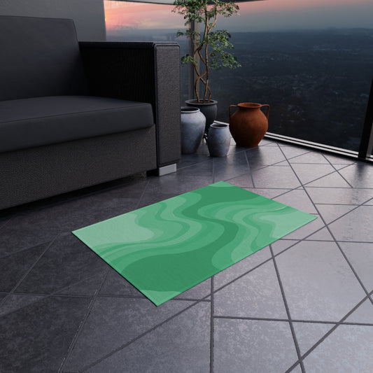 Mint Green Wavey 24" x 36" Outdoor Rug