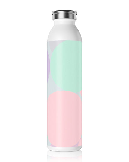 Pastel Peach and Soft Green Patches Slim Water Bottle, 20 oz White