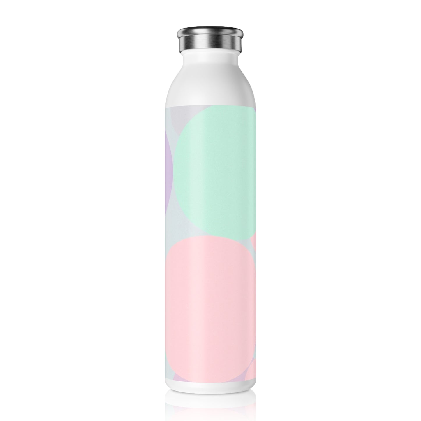 Pastel Peach and Soft Green Patches Slim Water Bottle, 20 oz White