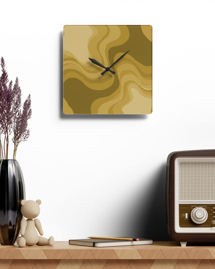 Brown Wavey 10.75" x 10.75" Round or Square Acrylic Wall Clock