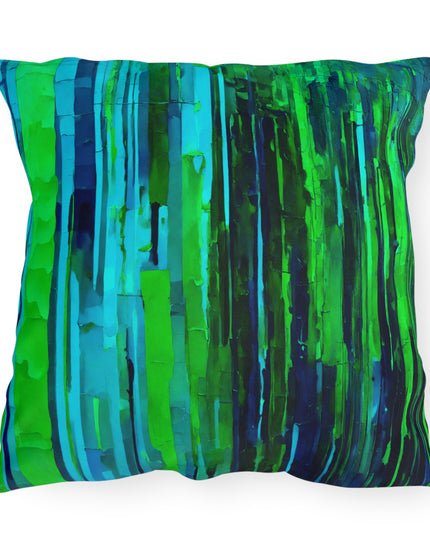 Striped Blue Green 20" x 20" Outdoor Pillow