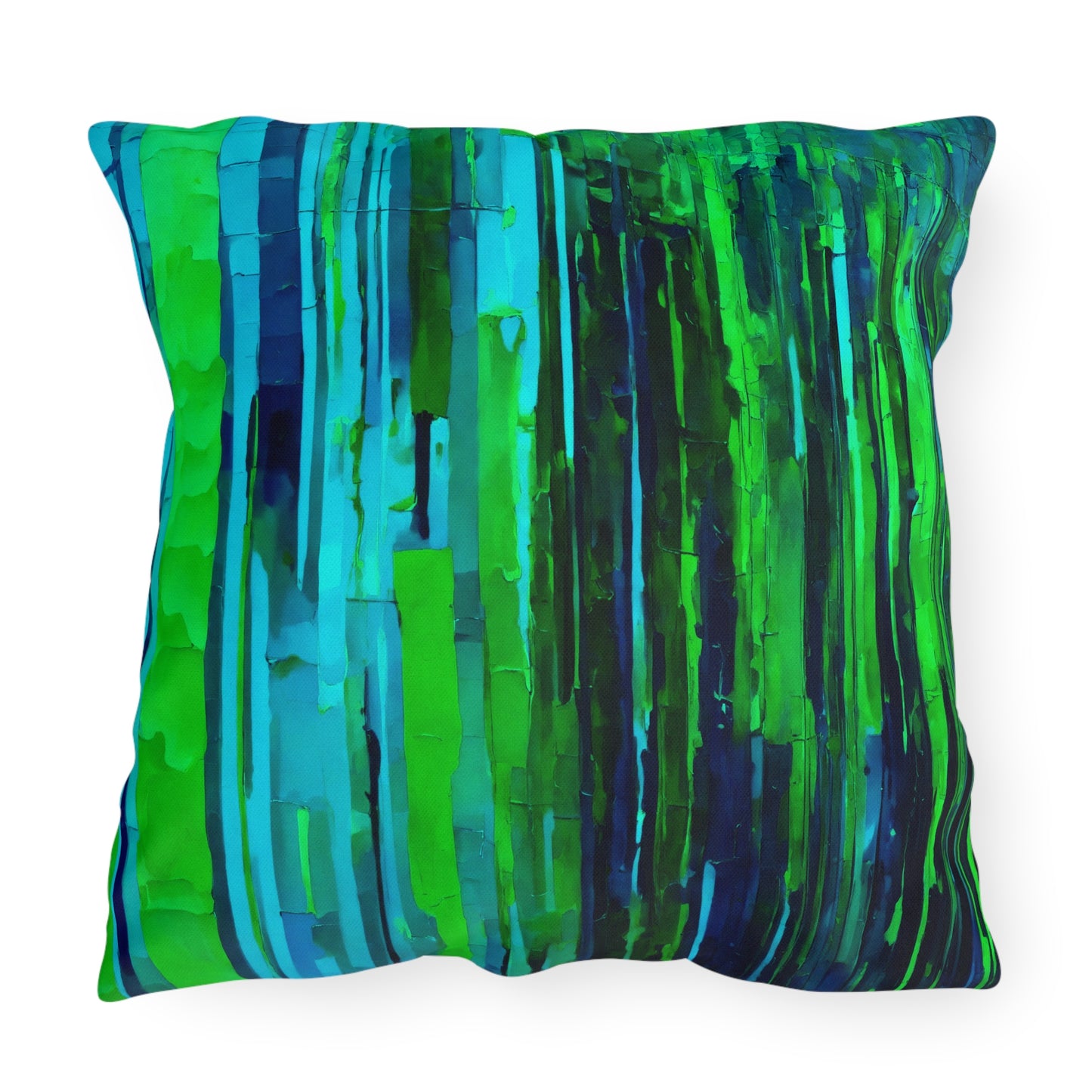 Striped Blue Green 20" x 20" Outdoor Pillow