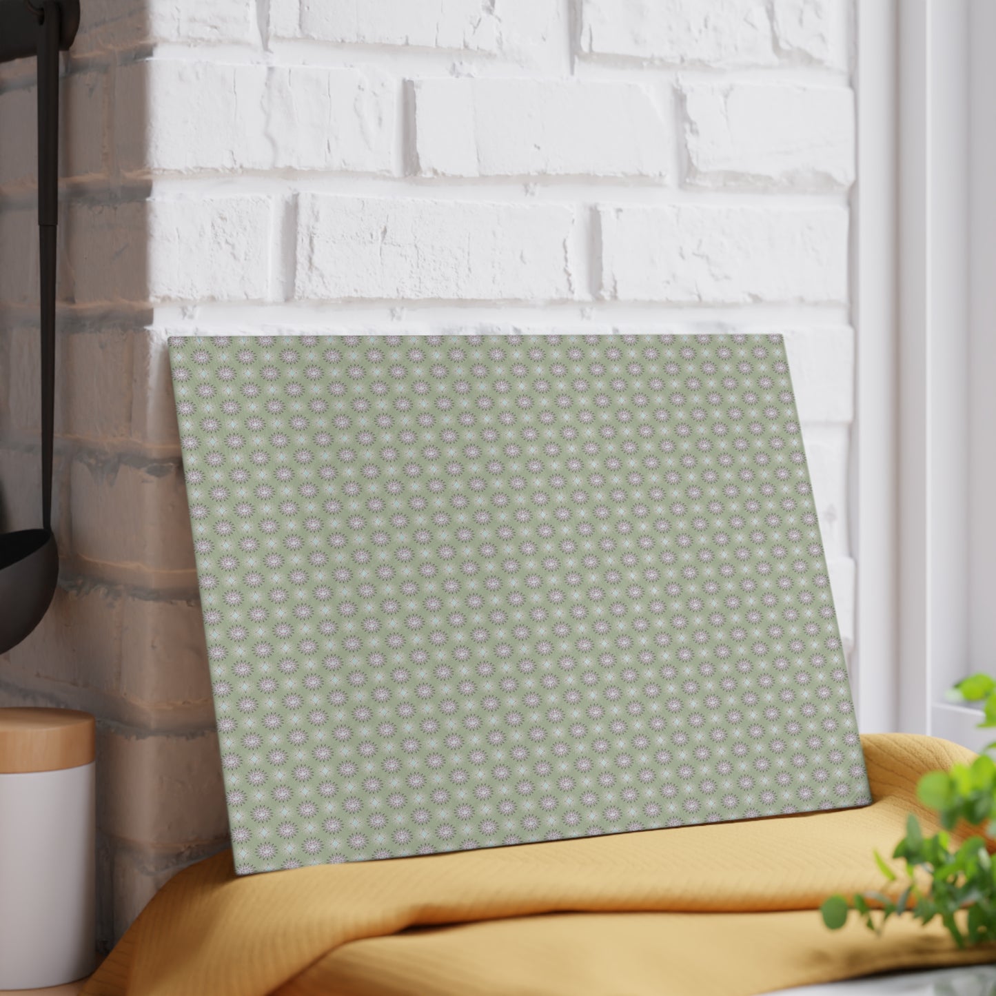 Olive Star-crossed Bodies Glass Cutting Board,  8" x 11"