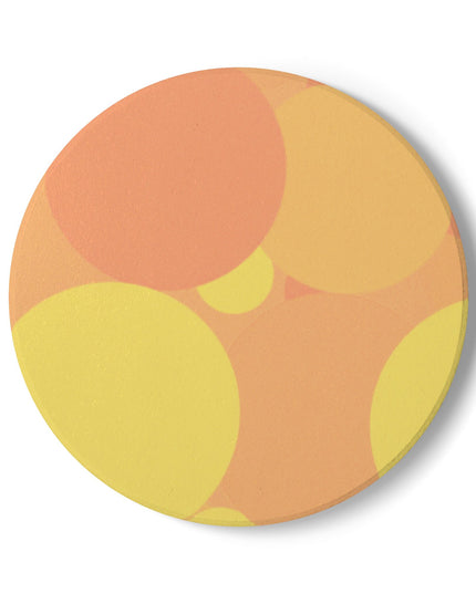 Pastel Bright Oranges Patches 4" x 4" Round Ceramic Coaster