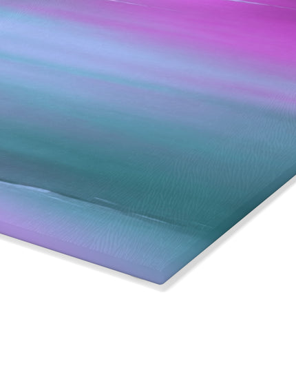 Dark Blue Green Sea Purple Fog 8" x 11" Glass Cutting Board