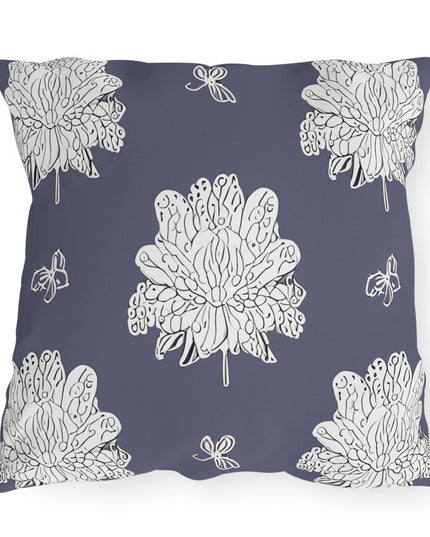 White Floral Butterflies 20" x 20" Outdoor Pillow