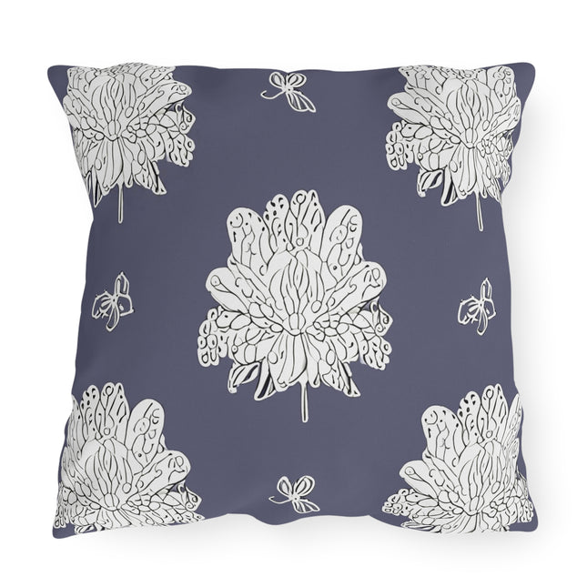 White Floral Butterflies 20" x 20" Outdoor Pillow