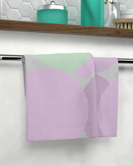 Pastel Lavender Purple and Soft Green Patches Face Towel, 13" x 13"