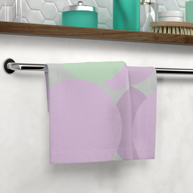 Pastel Lavender Purple and Soft Green Patches Face Towel, 13" x 13"