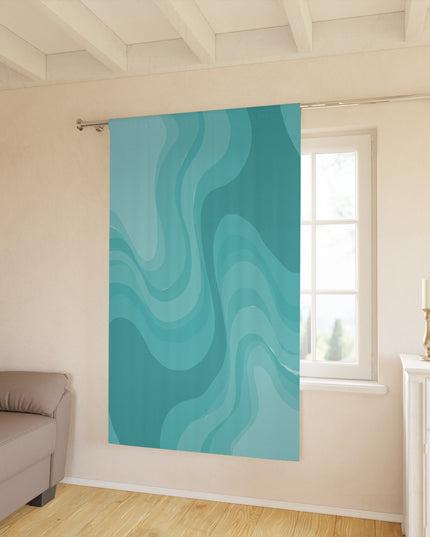 Tif Green Wavey Window Curtain, 50" x  84", blackout